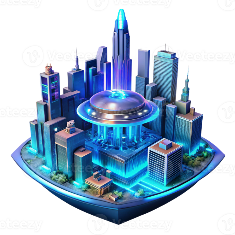 vibrant modern Cyberpunk City Towering Metropolis high resolution png