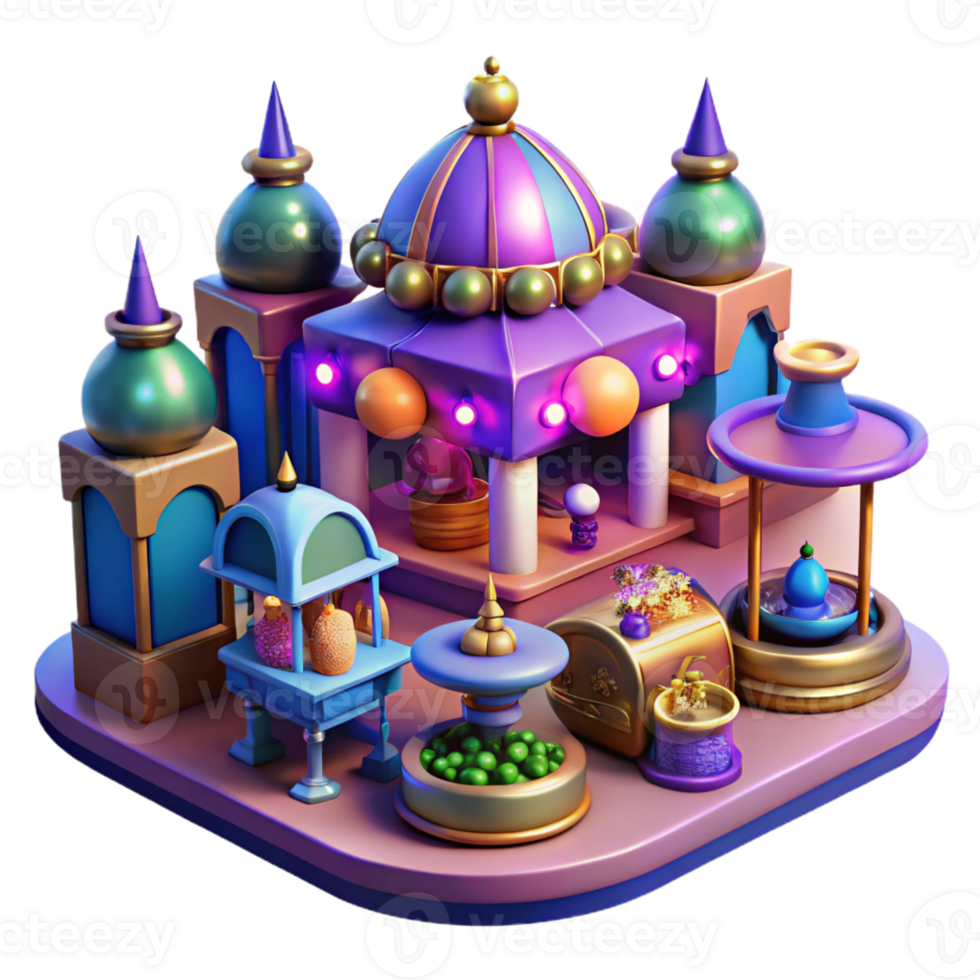 dramatic minimalist A Futuristic Marketplace Bustling with Al detailed png
