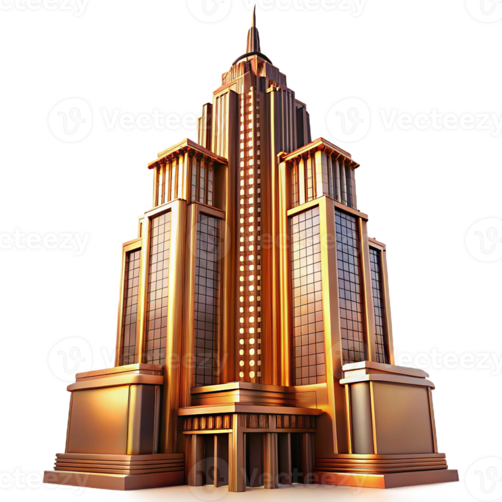 vibrant creative A Towering Art Deco Skyscraper with Ornate authentic png
