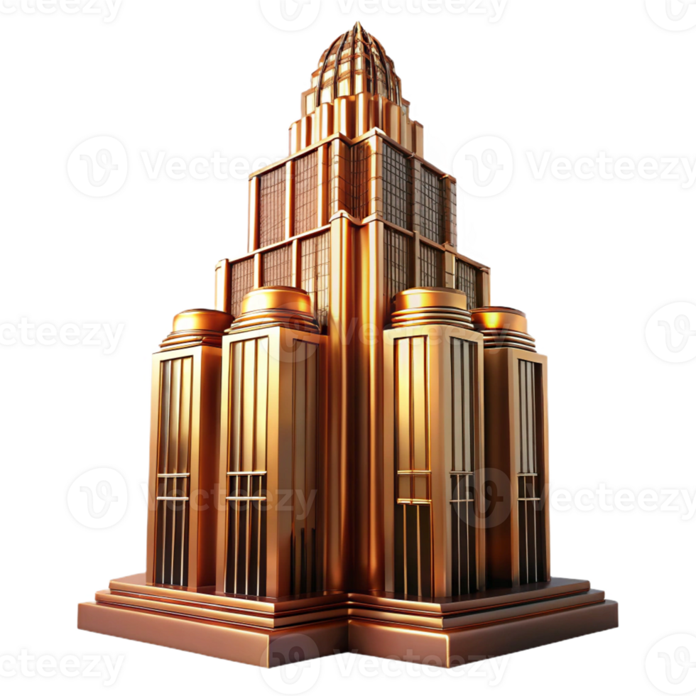 serene abstract A Towering Art Deco Skyscraper with Ornate authentic png