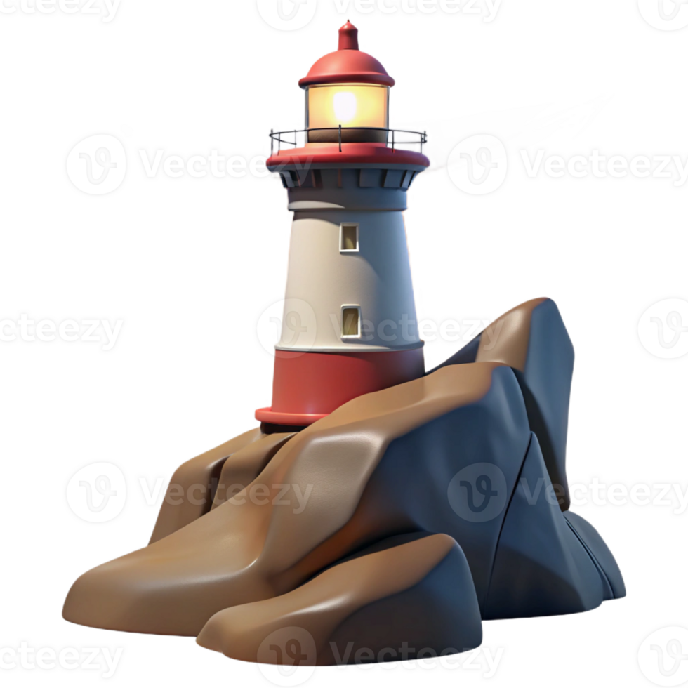 serene artistic A Solitary Lighthouse Perched on a Windsw premium png
