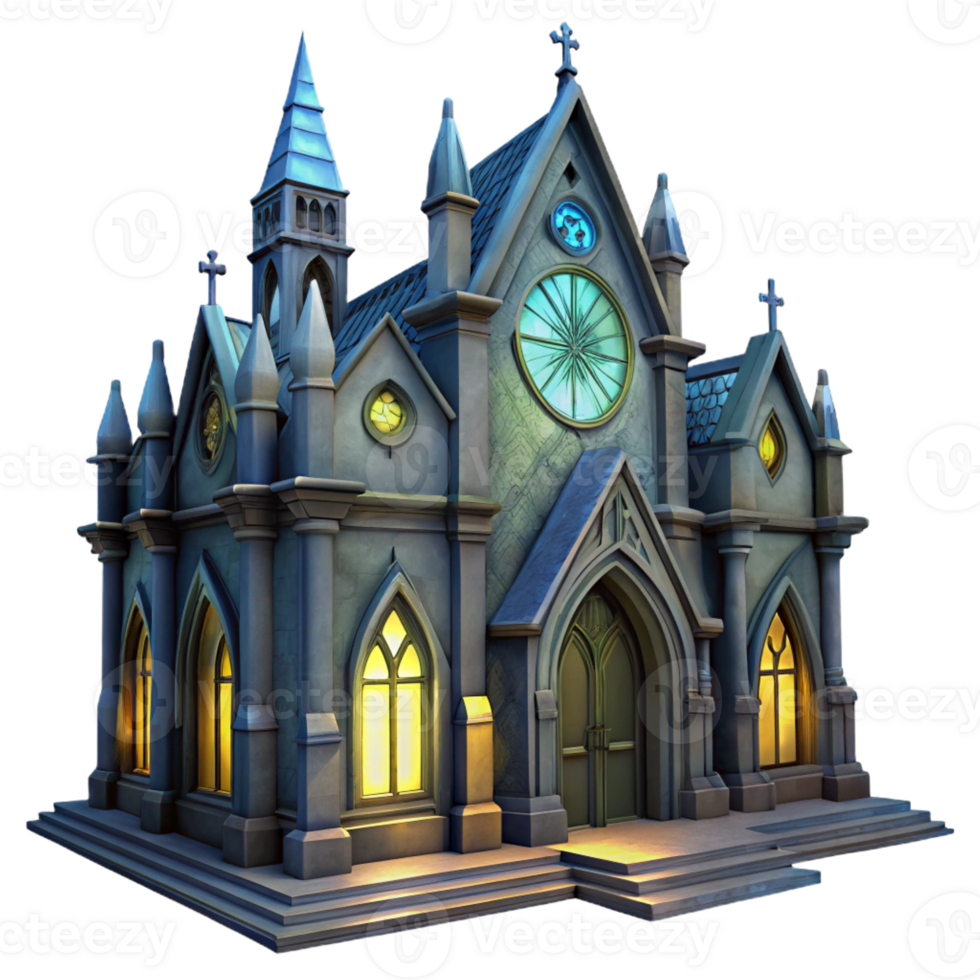dramatic rustic A Decaying Gothic Cathedral with Stained original png