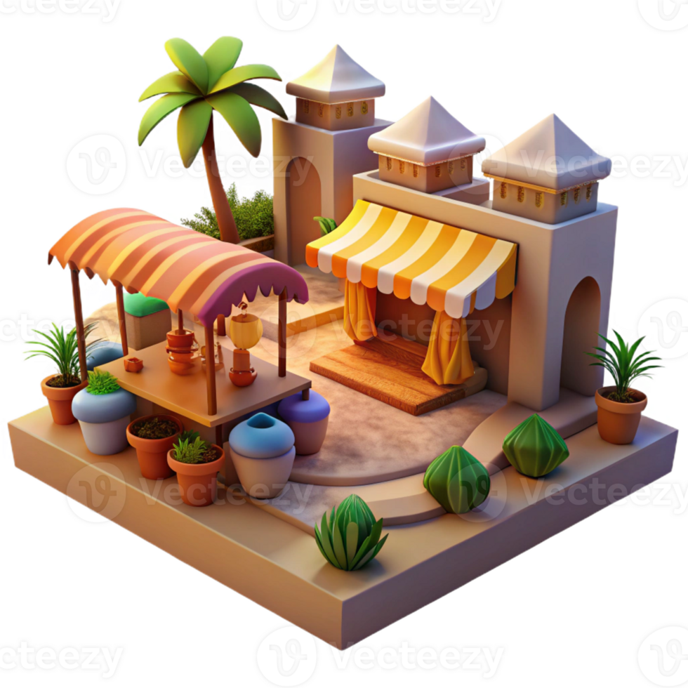 impressive classic A Bustling Marketplace in a Desert Oasis premium png