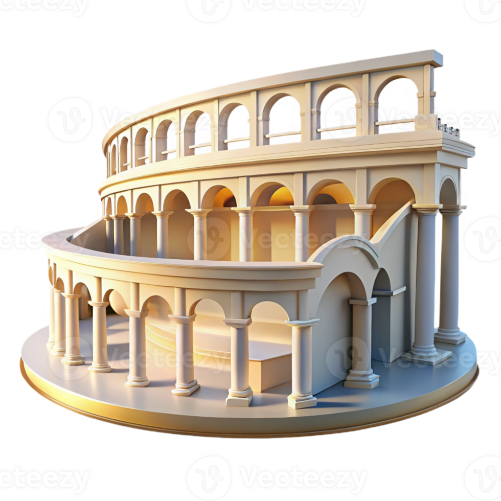 beautiful contemporary Roman Amphitheater Bright Midday Sun detailed png