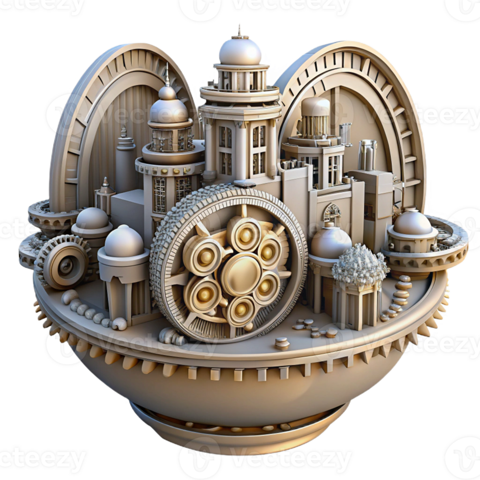 stunning artistic Intricate Clockwork City Gears and Cogs high resolution png