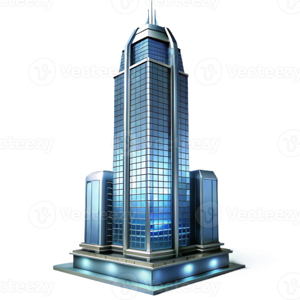 elegant minimalist A Towering Skyscraper Made of Glass and St detailed png