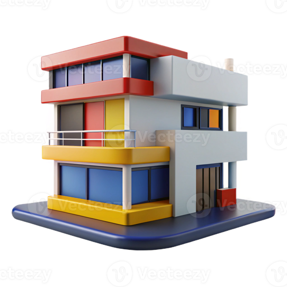 magnificent modern Bauhaus Apartment Building Geometric Design high quality png