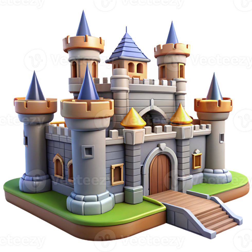 impressive traditional Medieval Castle Fortified Walls Drawbridge high quality png