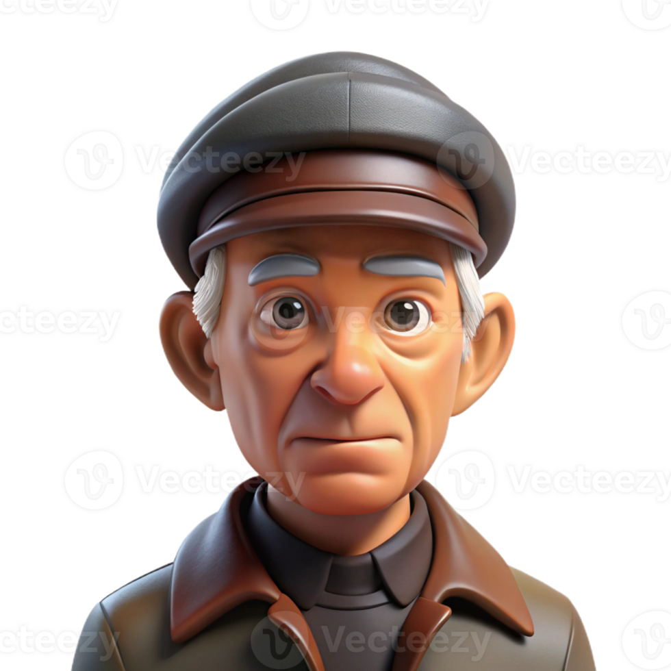 impressive rustic Portrait of an Elderly Man Deep Wrinkles high resolution png