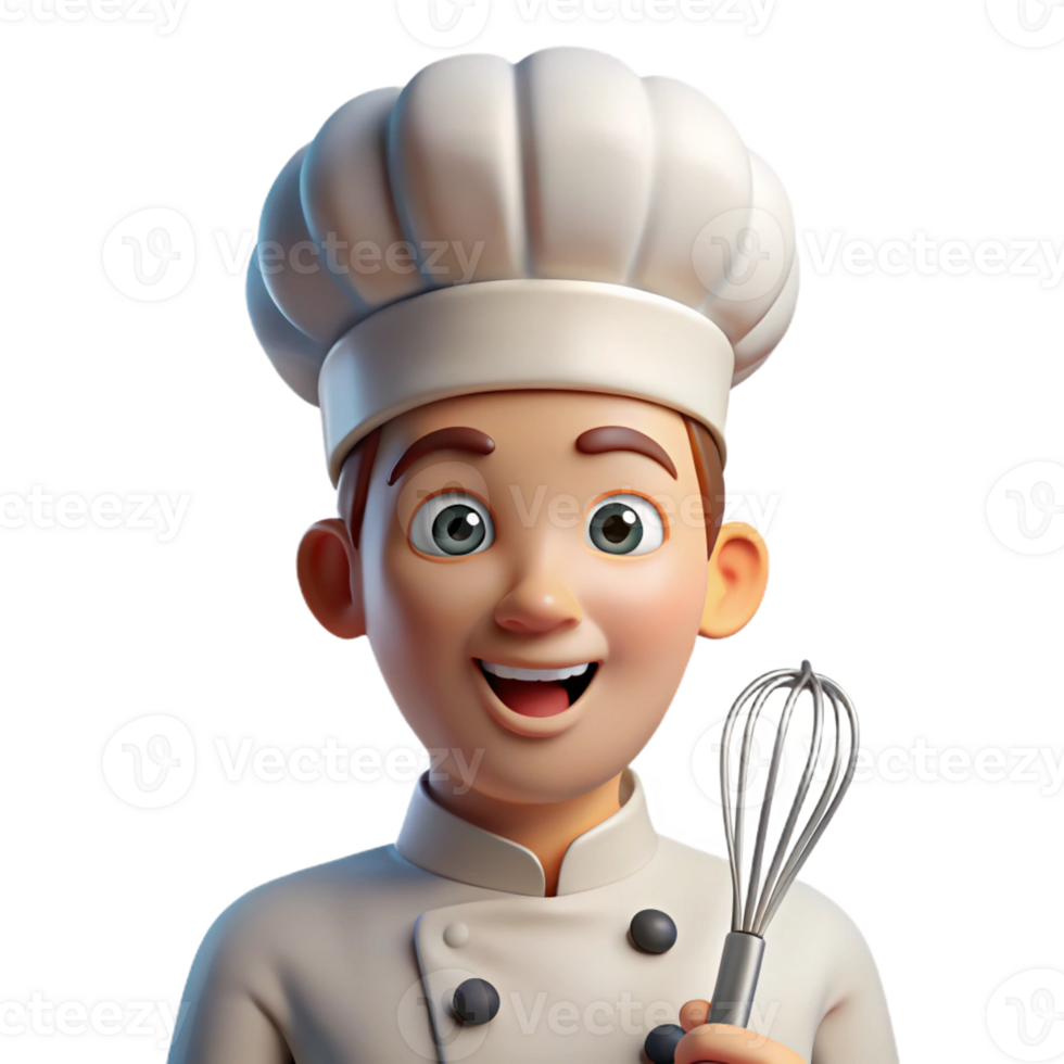 wonderful minimalist Portrait of a Chef with a Toque Blanche high quality png
