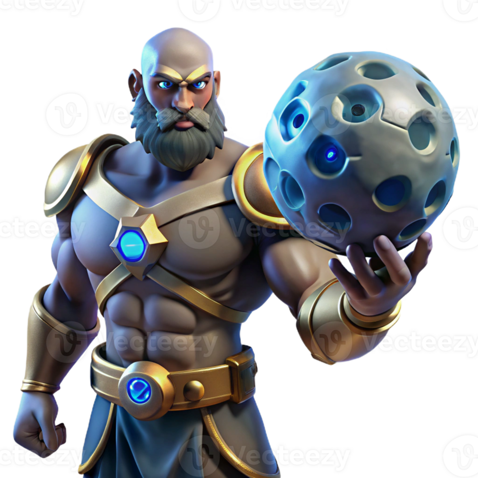 vibrant modern A Powerful Titan Holding a Shattered Moon authentic png