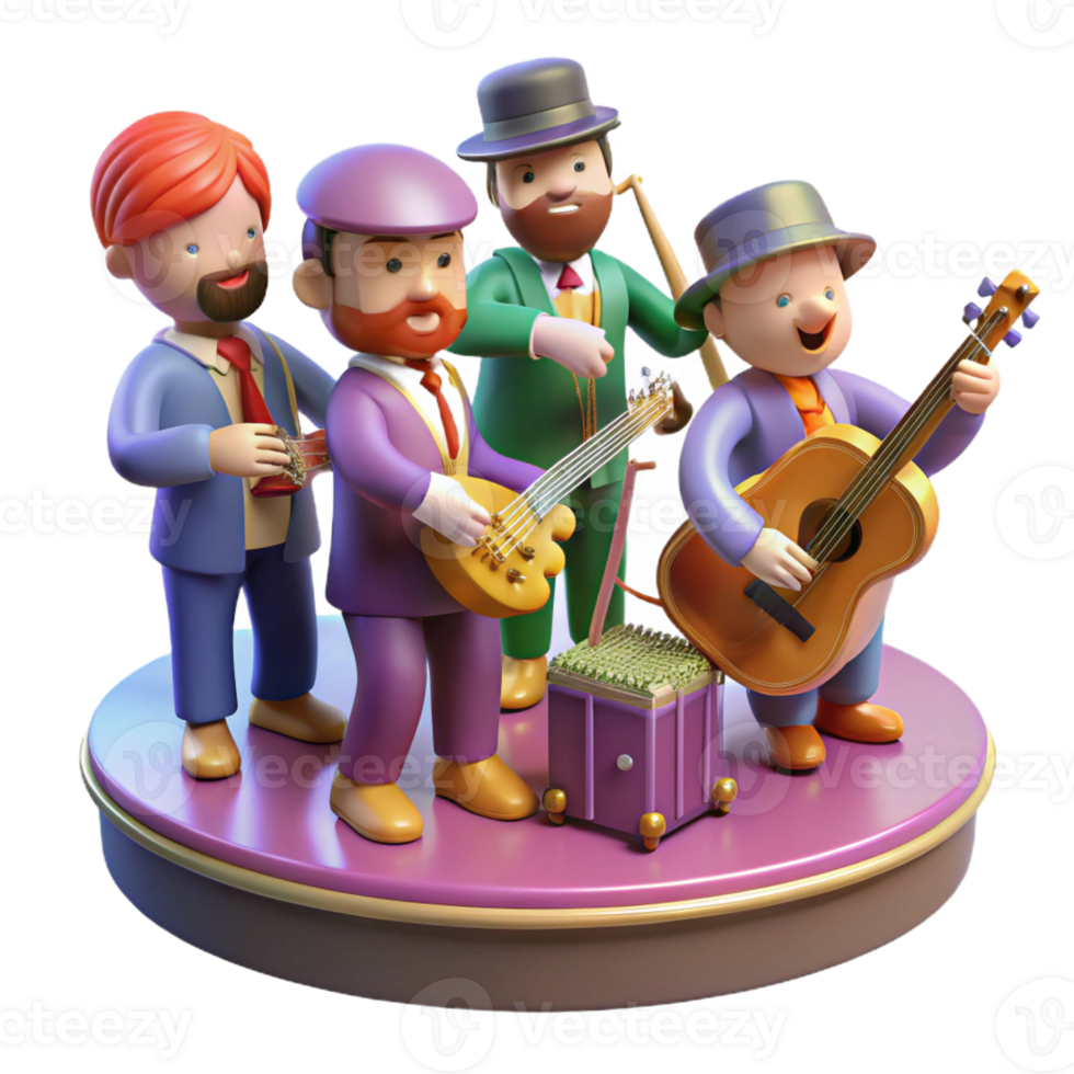 elegant rustic A Whimsical Band of Traveling Musicians Pl 4K png