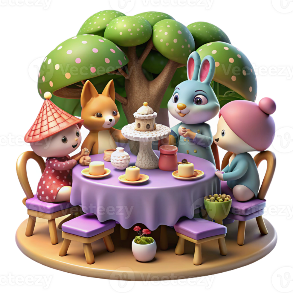 stunning rustic Whimsical Tea Party Talking Animals genuine png