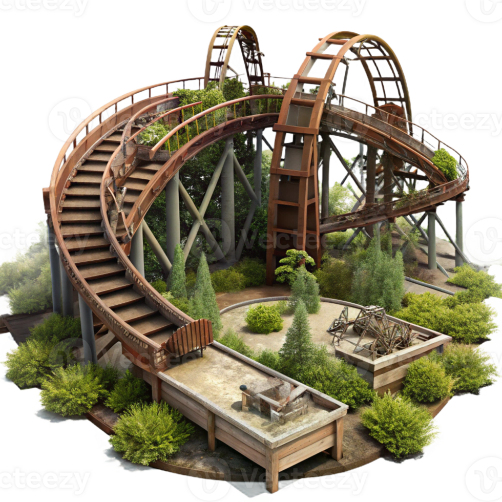 elegant creative Rusty Roller Coaster Abandoned Amusement Park genuine png