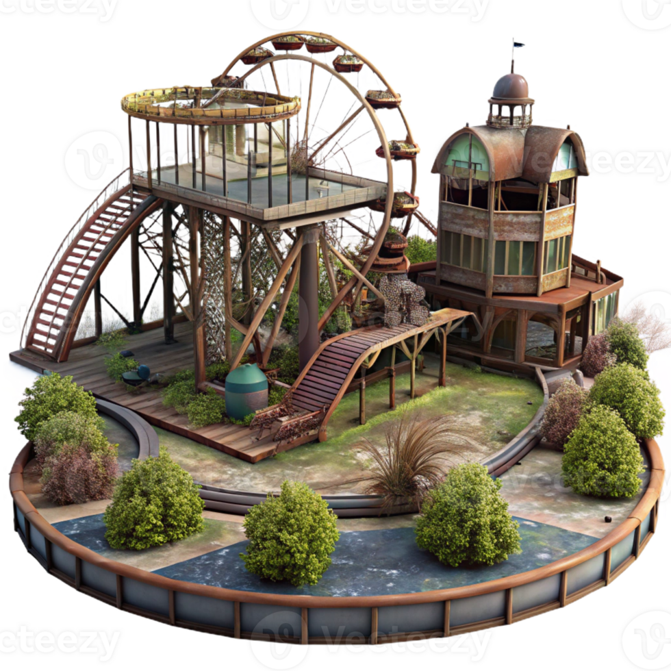 elegant rustic An Abandoned Amusement Park Rusted Rolle authentic png