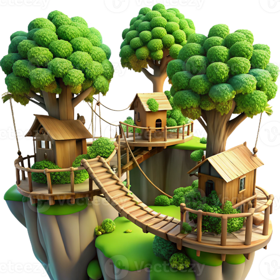 magnificent rustic A Treehouse Village Interconnected by Rop authentic png