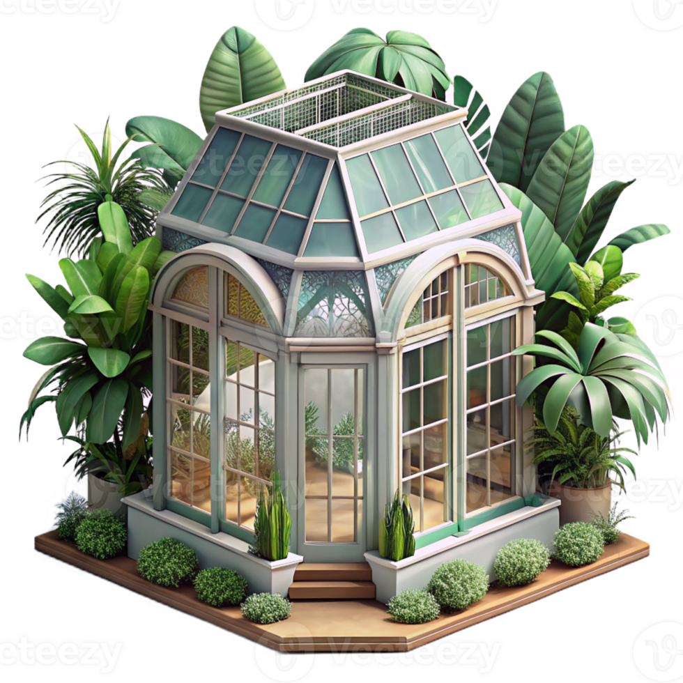 vibrant vintage Victorian Greenhouse Filled with Lush Tro high resolution png