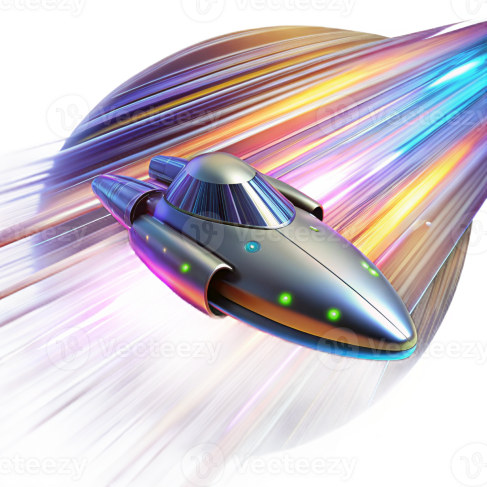 impressive creative A Sleek Spaceship Warping Through Hyper 4K png