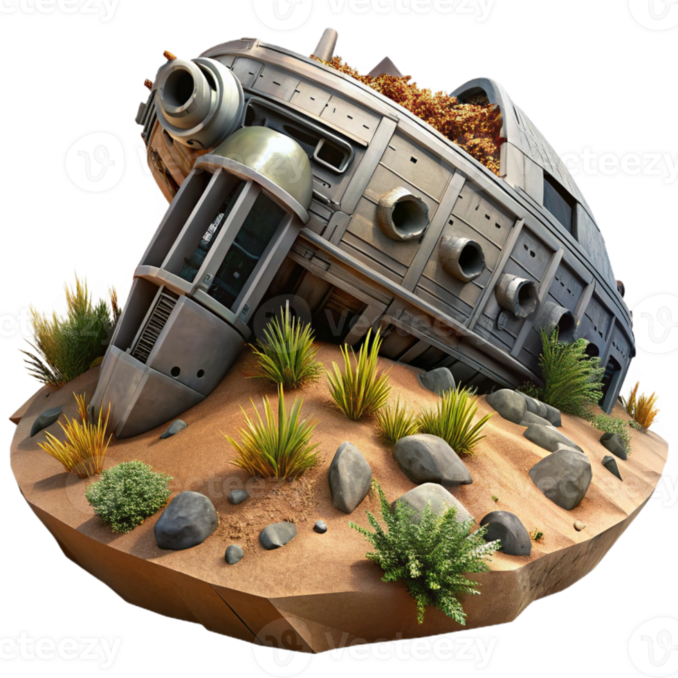 magnificent abstract Derelict Spaceship Overgrown with Vines high resolution png