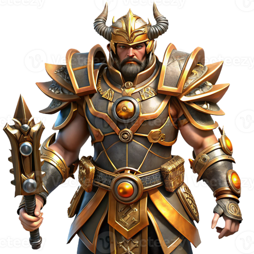 serene creative A Steampunk Warrior with Intricate Armor premium png