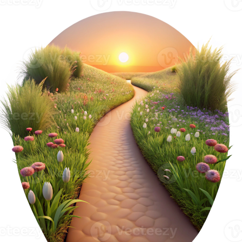 beautiful contemporary A Winding Dirt Path Through a Field of Wi authentic png