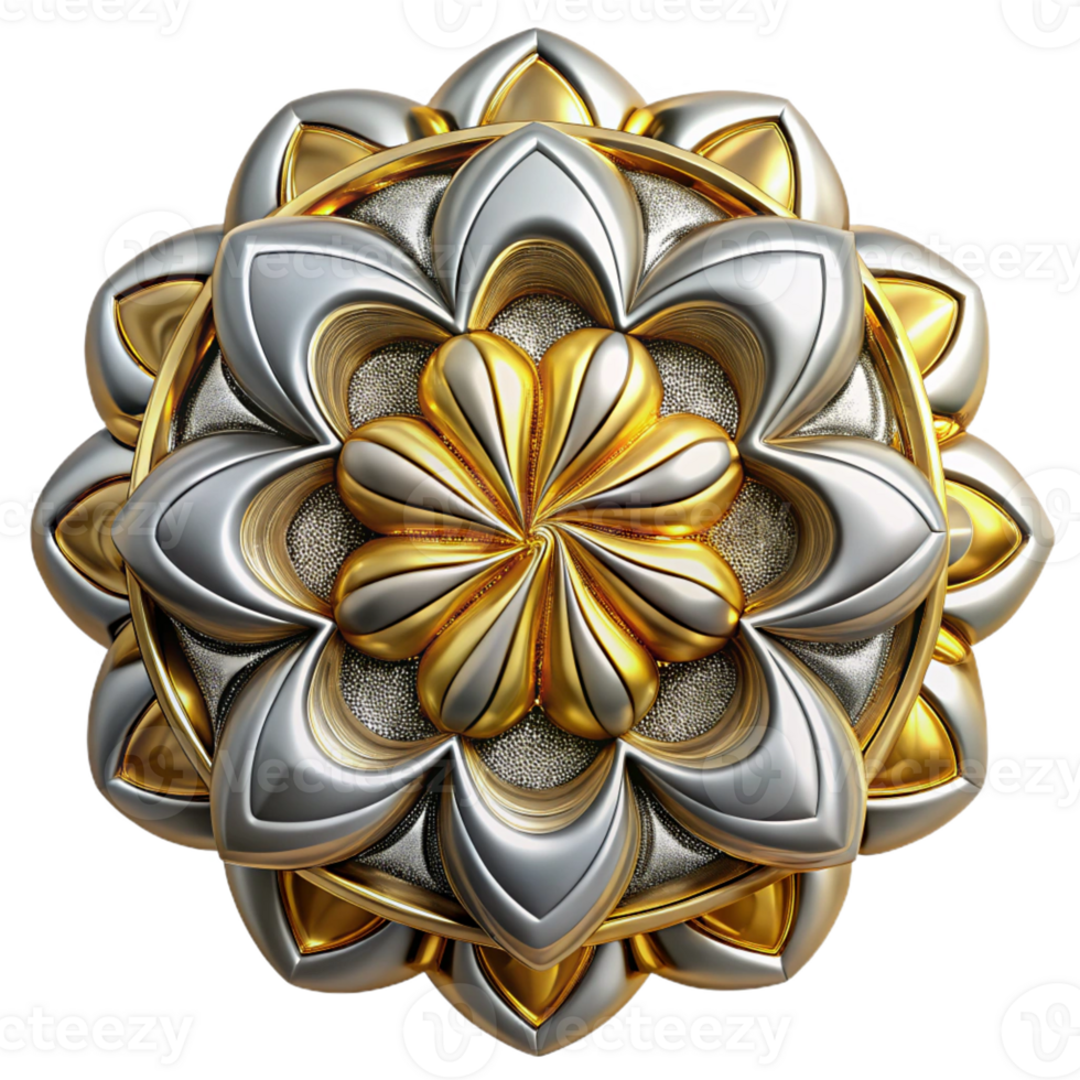 wonderful rustic Complex Fractal Pattern Metallic Render premium png