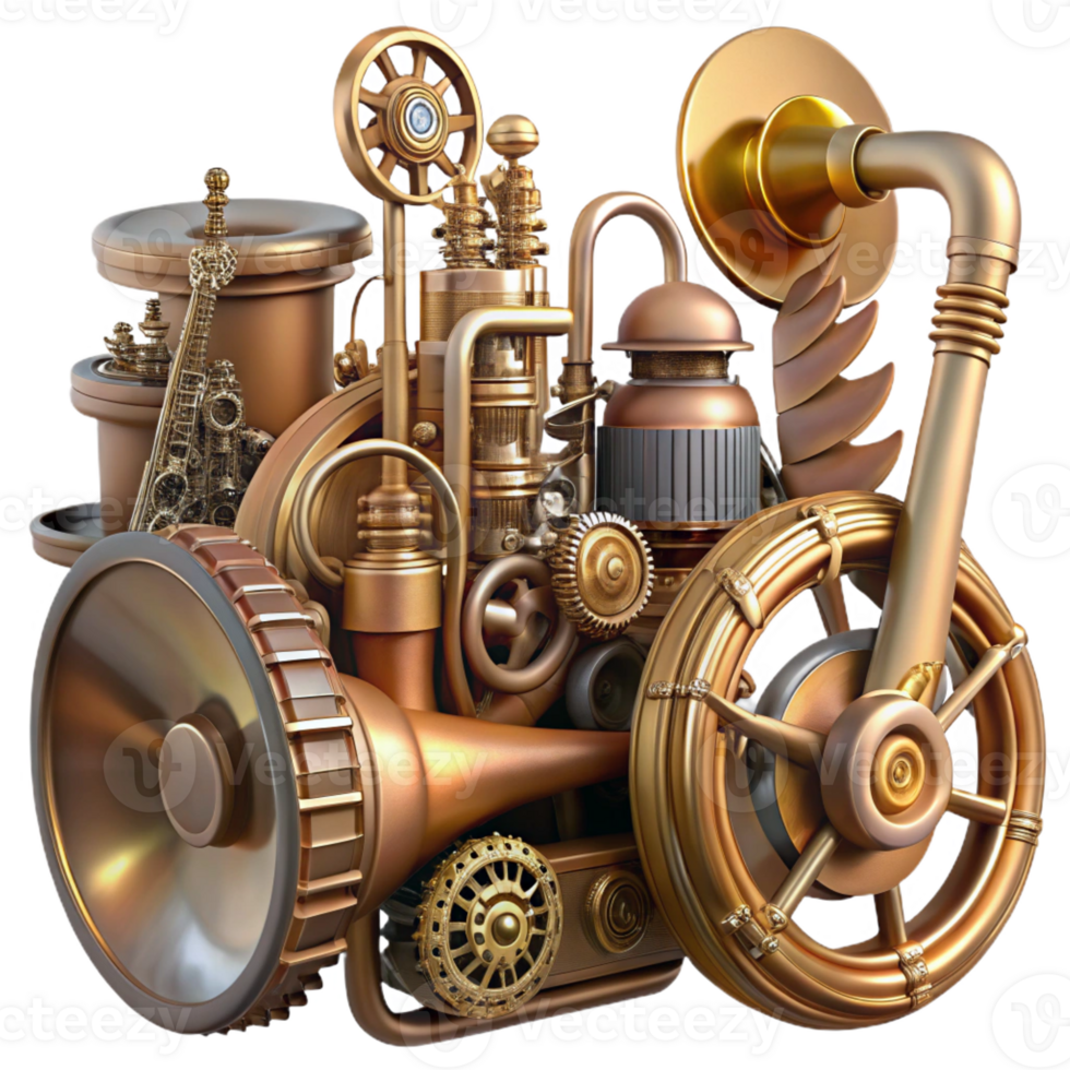 elegant vintage A Group of Steampunk Musical Instruments premium png