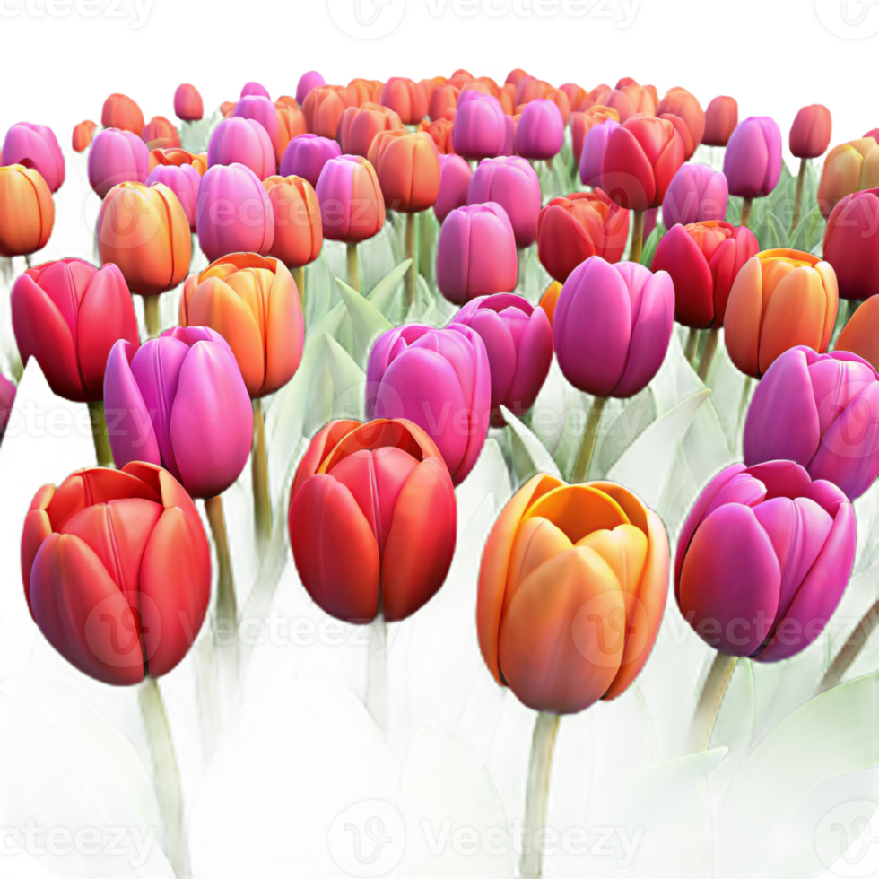 beautiful classic A Field of Tulips in Full Bloom Vibrant authentic png