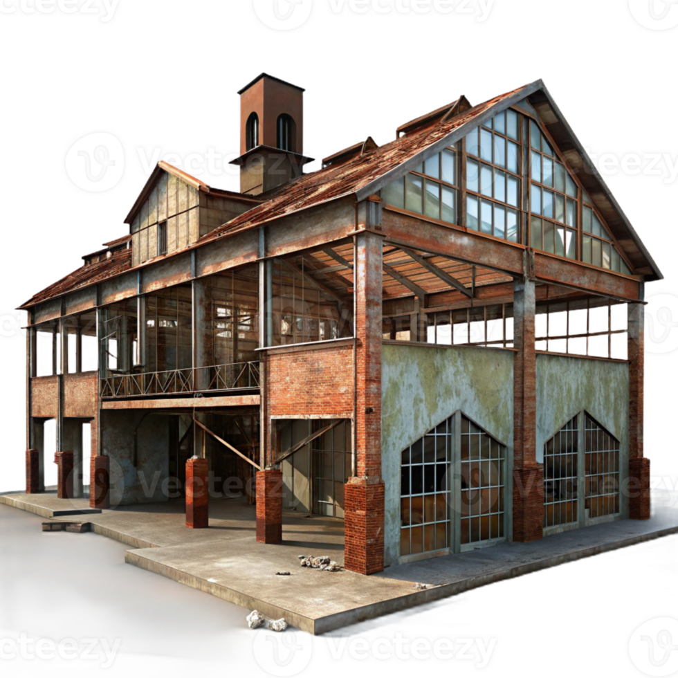 serene classic Abandoned Industrial Factory Rusted Meta authentic png