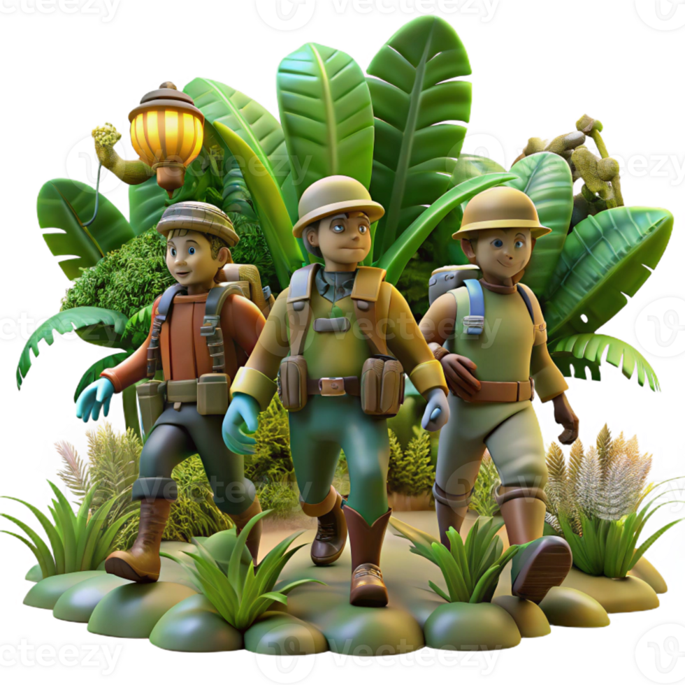 vibrant contemporary A Group of Steampunk Explorers Navigating png