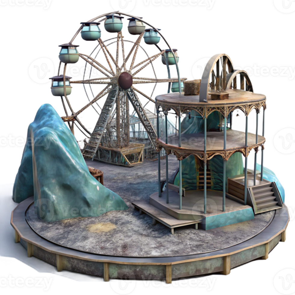 vibrant classic An Abandoned Amusement Park with Decaying high resolution png