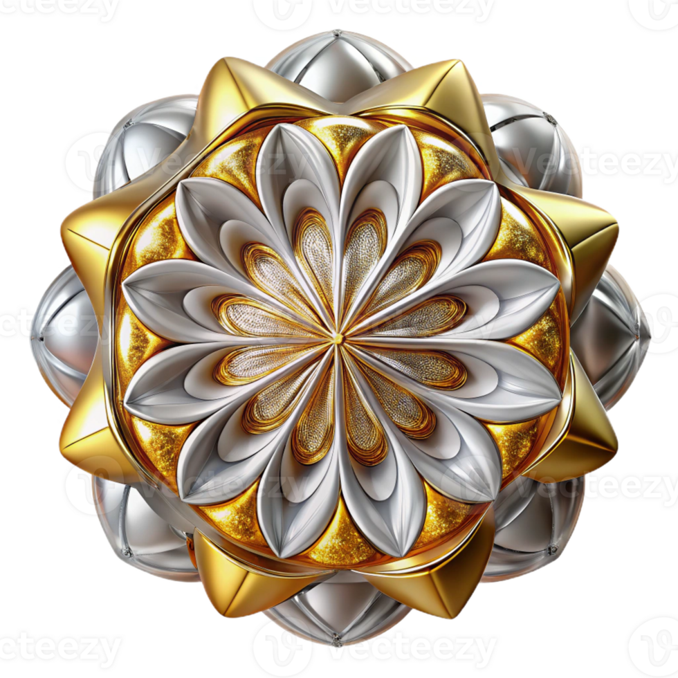 wonderful classic Complex Fractal Pattern Metallic Render professional png