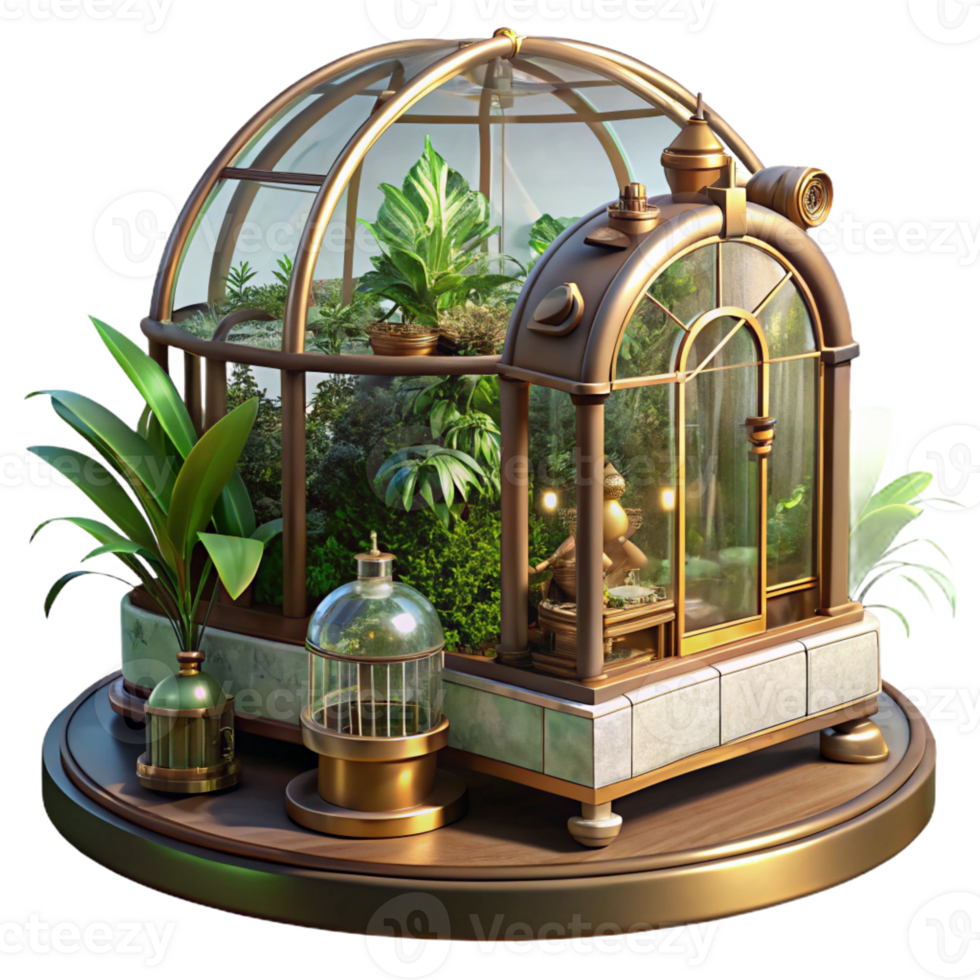 elegant rustic Steampunk Greenhouse Exotic Plants authentic png