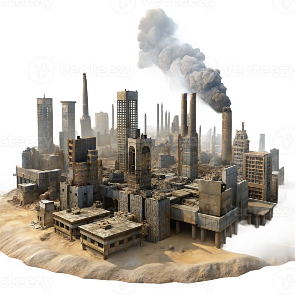 elegant contemporary A Dilapidated Post Apocalyptic Cityscape exclusive png
