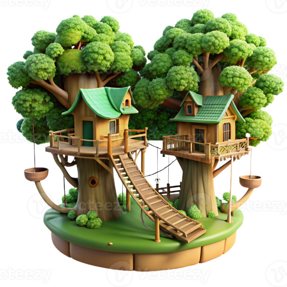 vibrant contemporary A Treehouse Village Interconnected by Rop exclusive png
