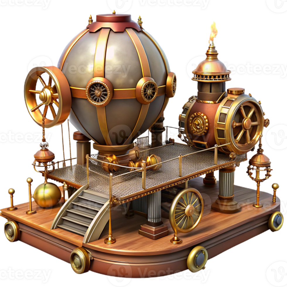 extraordinary creative Steampunk Airship Dock Intricate Design professional png