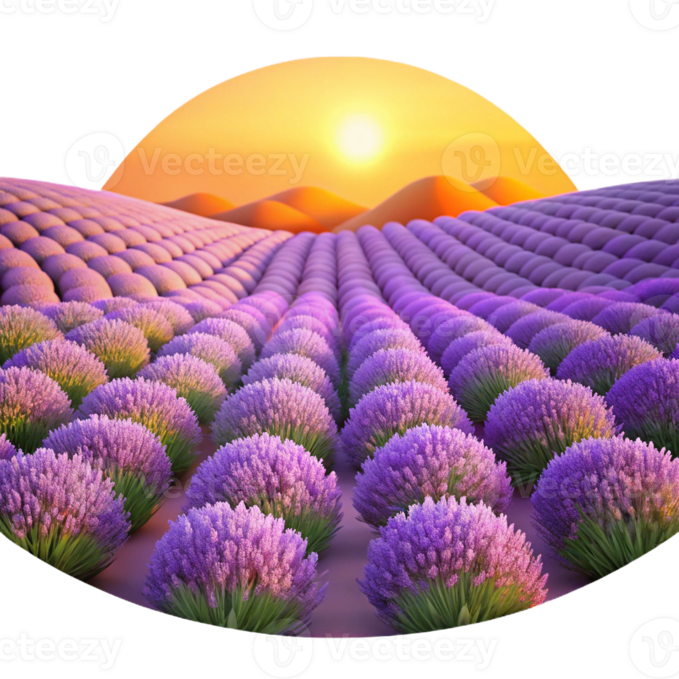 dramatic artistic Lavender Field at Sunset premium png