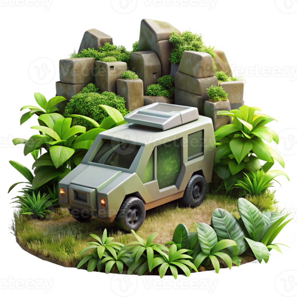 elegant vintage A Futuristic Vehicle Driving Through a De premium png