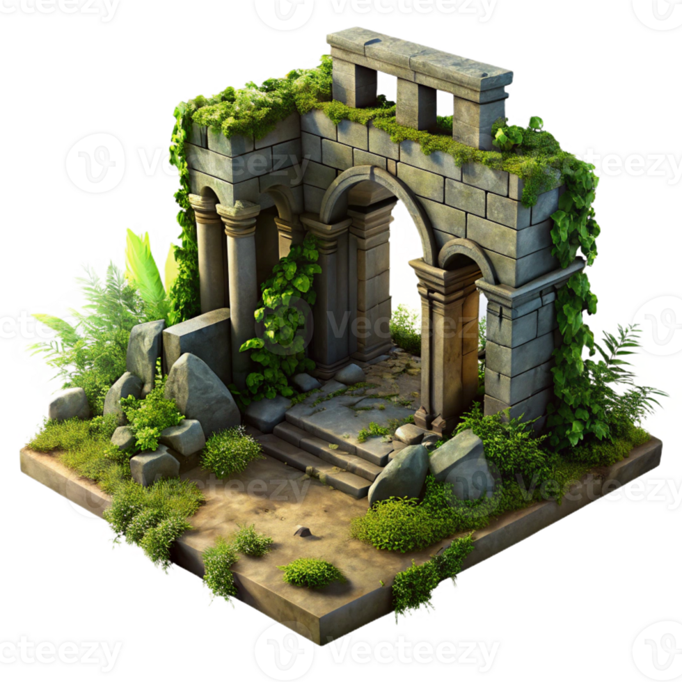 stunning classic A Crumbling Ancient Ruin Overgrown with V authentic png