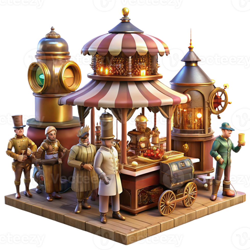 wonderful minimalist Steampunk Marketplace Bustling Crowd high quality png