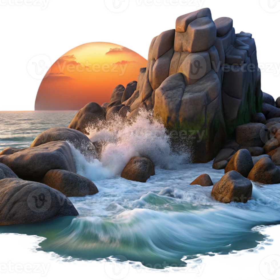 magnificent minimalist A Rocky Coastline with Crashing Waves D original png