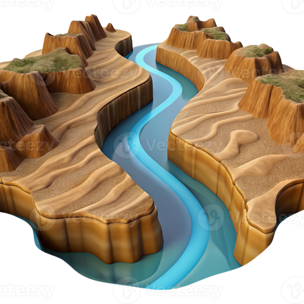 dramatic modern A Winding River Cutting Through a Canyon genuine png