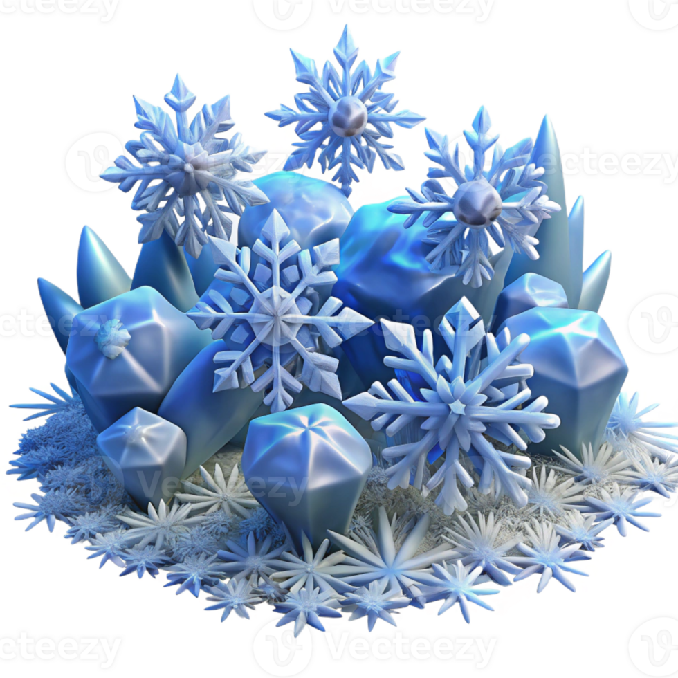serene artistic A Field of Blooming Fractal Snowflakes high resolution png