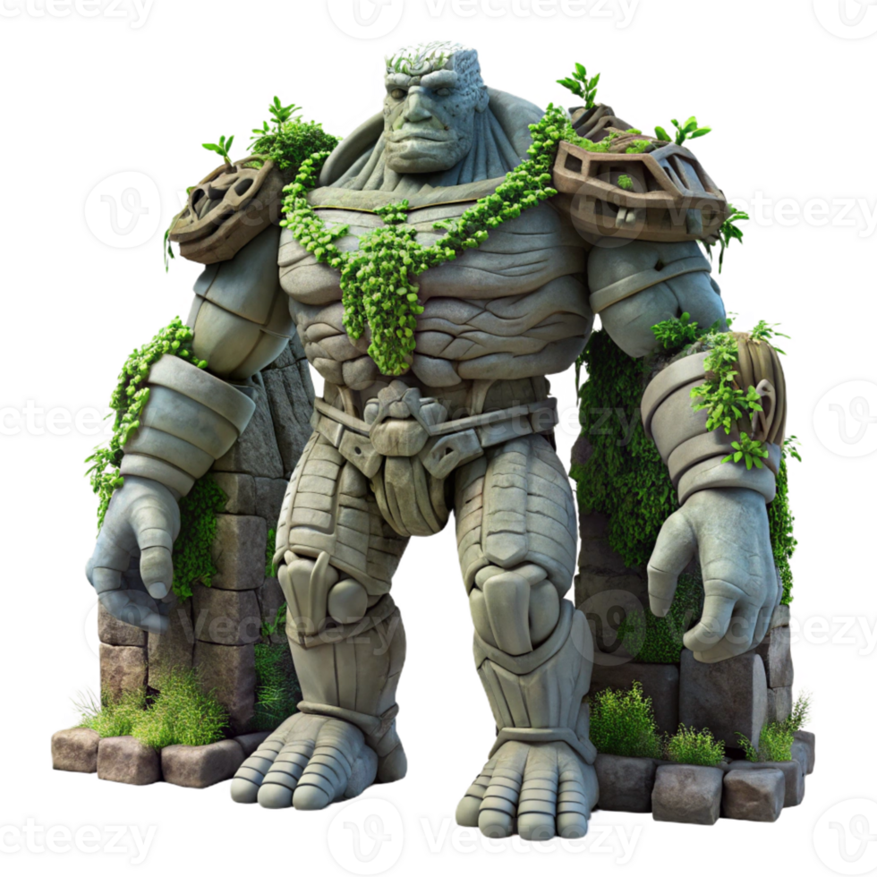 elegant minimalist A Towering Golem Made of Stone and Vines exclusive png