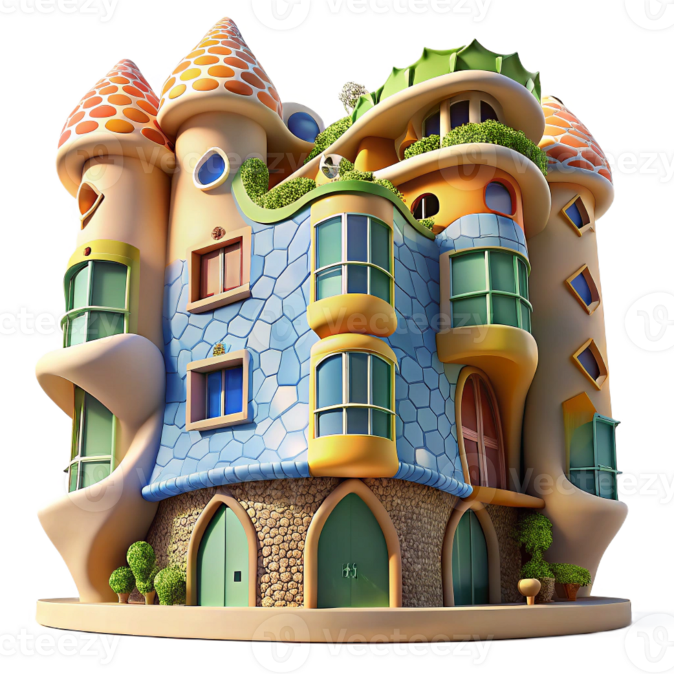 vibrant traditional A Gaudi Inspired Apartment Building with C premium png