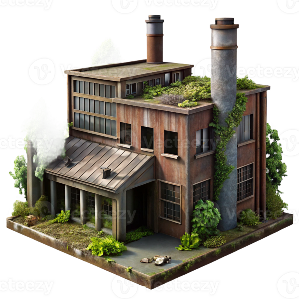 elegant minimalist A Dilapidated Abandoned Factory with Bro high resolution png