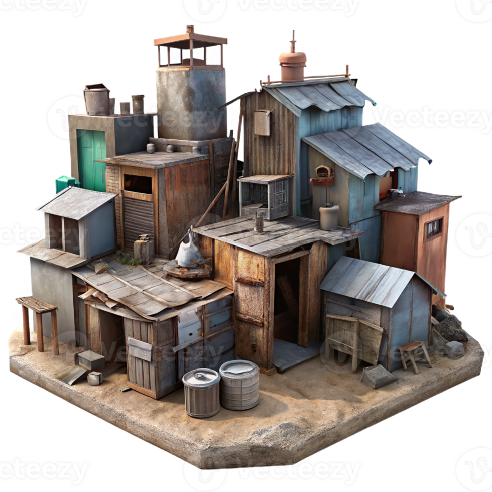 wonderful vintage A Shantytown Built from Scrap Materials G professional png