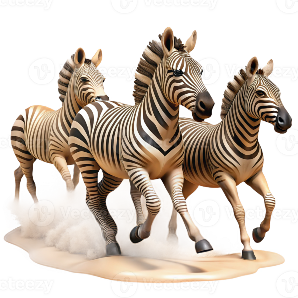 beautiful artistic A Herd of Zebras Galloping Across the Af high quality png