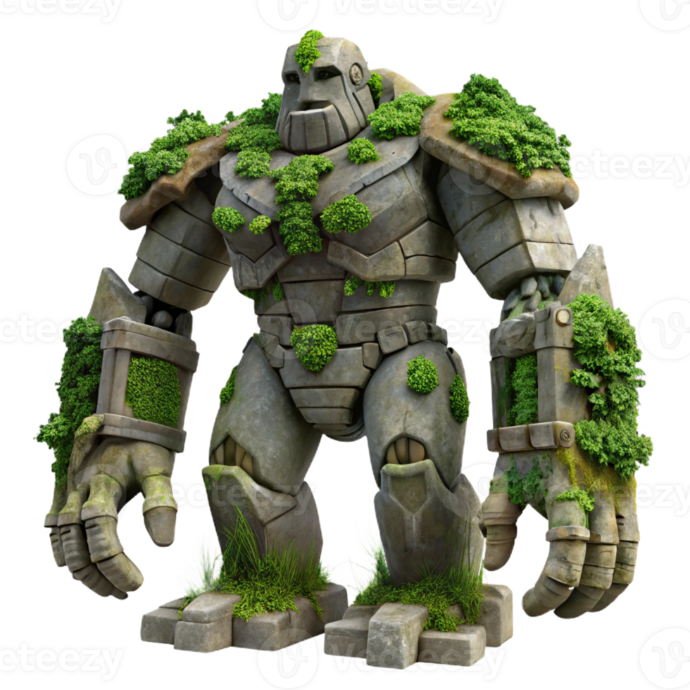 stunning modern A Colossal Golem Made of Stone Standing Gu genuine png
