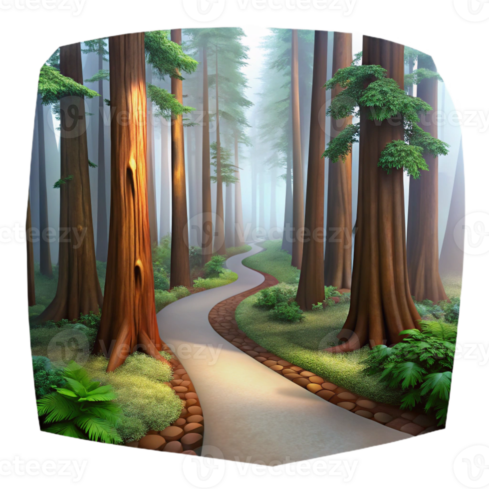 extraordinary contemporary A Winding Path Through a Redwood Forest original png